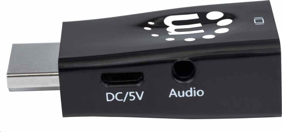 Adaptér Manhattan HDMI na VGA, mikrokonvertor, HDMI samec na VGA samica, audio, čierny