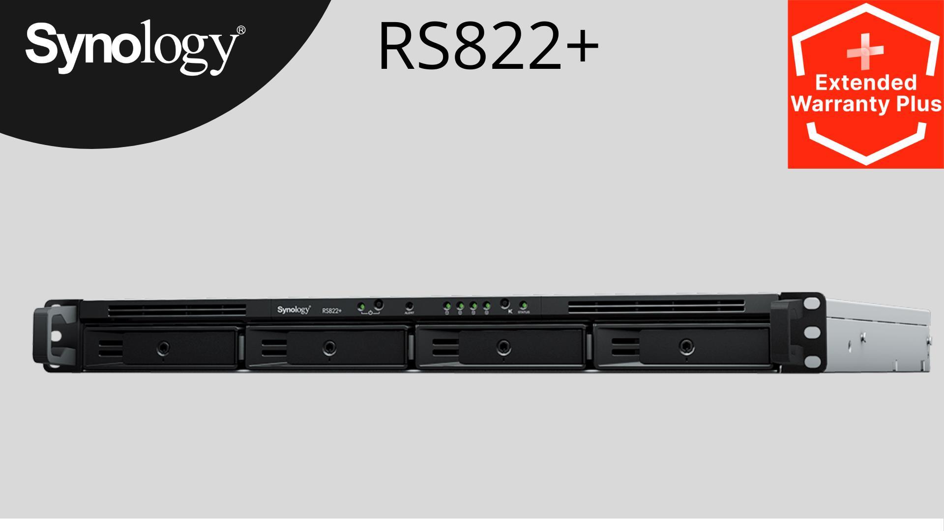 Synology RS822+ RackStation (4C/RyzenV1500B/2,2GHz/2GBRAM/4xSATA/2xUSB3.2/4xGbE/1xPCIe)