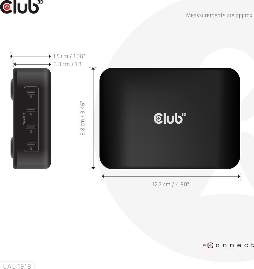 Club 3D Club3D cestovní nabíječka 240W GaN technologie, 4xUSB-C, PPS + PD 3.1 Support