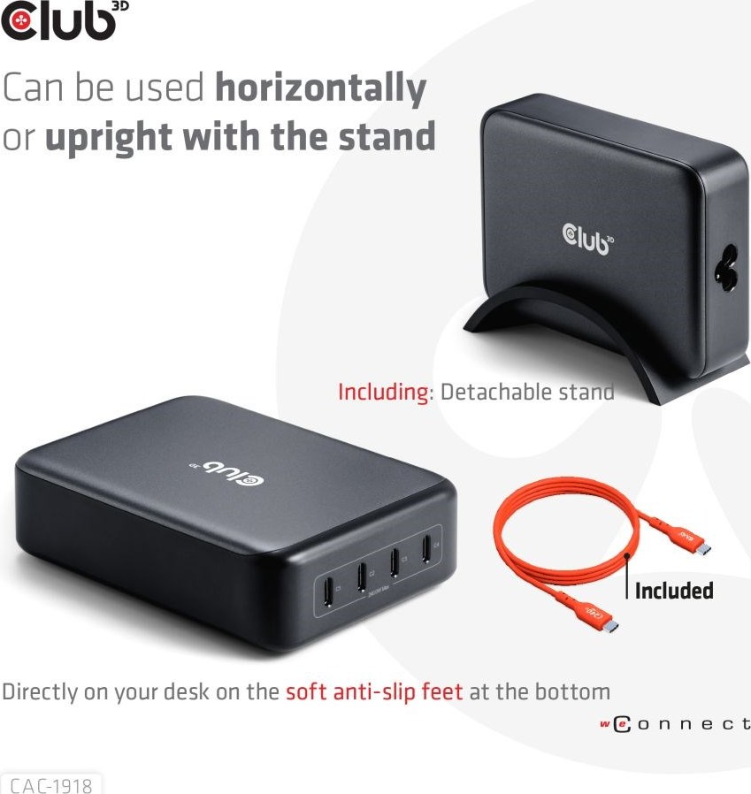 Club 3D Club3D cestovní nabíječka 240W GaN technologie, 4xUSB-C, PPS + PD 3.1 Support