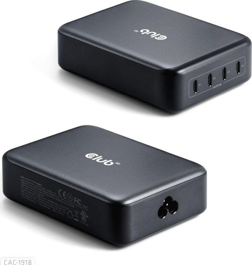 Club 3D Club3D cestovní nabíječka 240W GaN technologie, 4xUSB-C, PPS + PD 3.1 Support