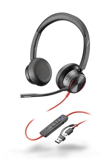 HP Inc. Poly Blackwire 8225 MS Teams náhlavní souprava, USB-C/A adaptér, stereo