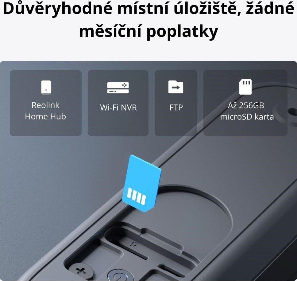REOLINK bezpečnostní video zvonek D340B + Chime + 64GB microSD