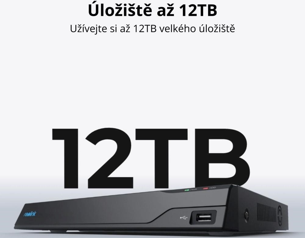 REOLINK bezpečnostní NVR jednotka NVS16, Kapacita až 12TB, 4TB HDD, 16 Kanálů s 16MP