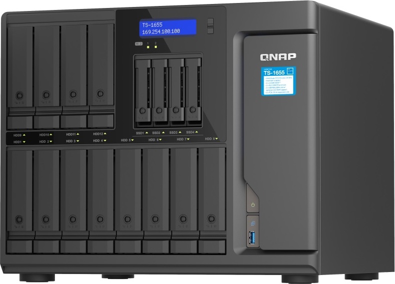 QNAP TS-1655-8G (8core 2,8GHz, 8GB RAM, 12x 3,5"+4x 2,5" SATA, 2x M.2 NVMe slot, 2x 2,5GbE, 3x PCIe)