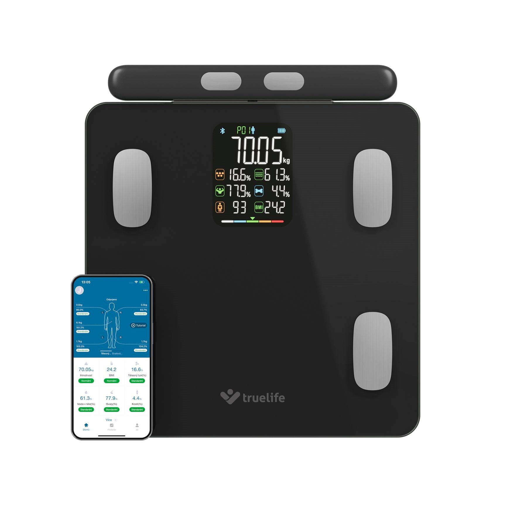 TrueLife FitScale W8 BT Black - osobní diagnostická bluetooth váha