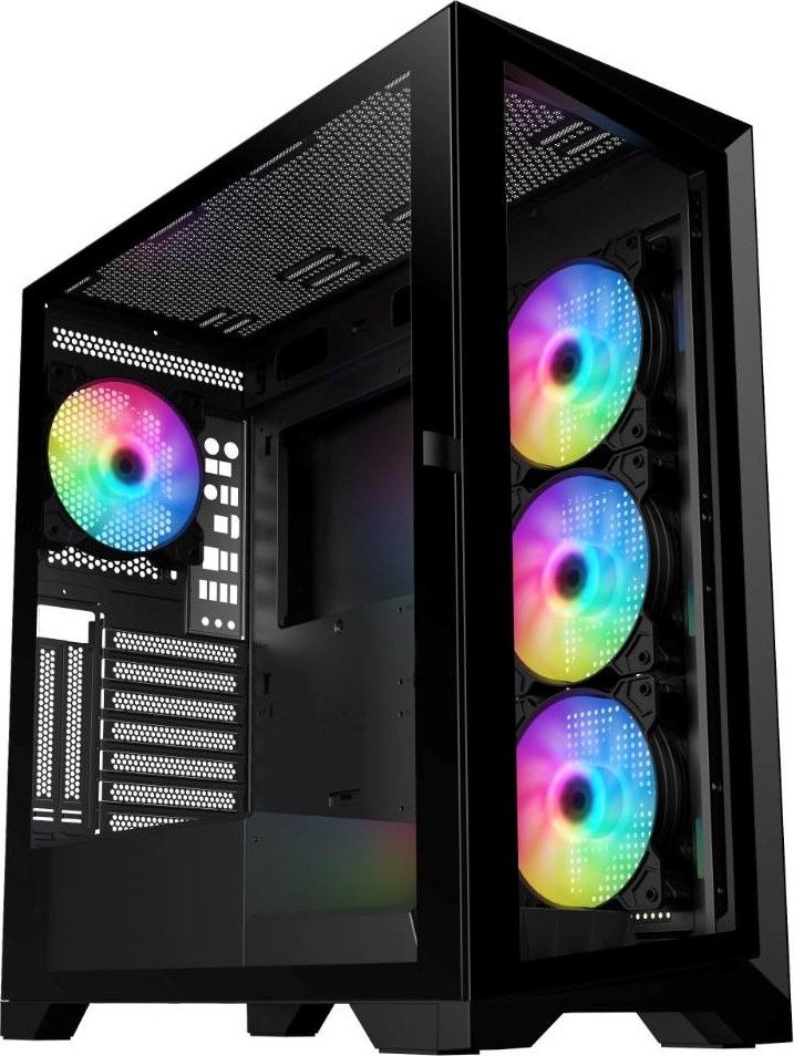 VEIN X VeinX case GL29AL-BK, ATX, Průhledná bočnice, 4x 120mm ARGB Fan, ARGB Hub, Černá