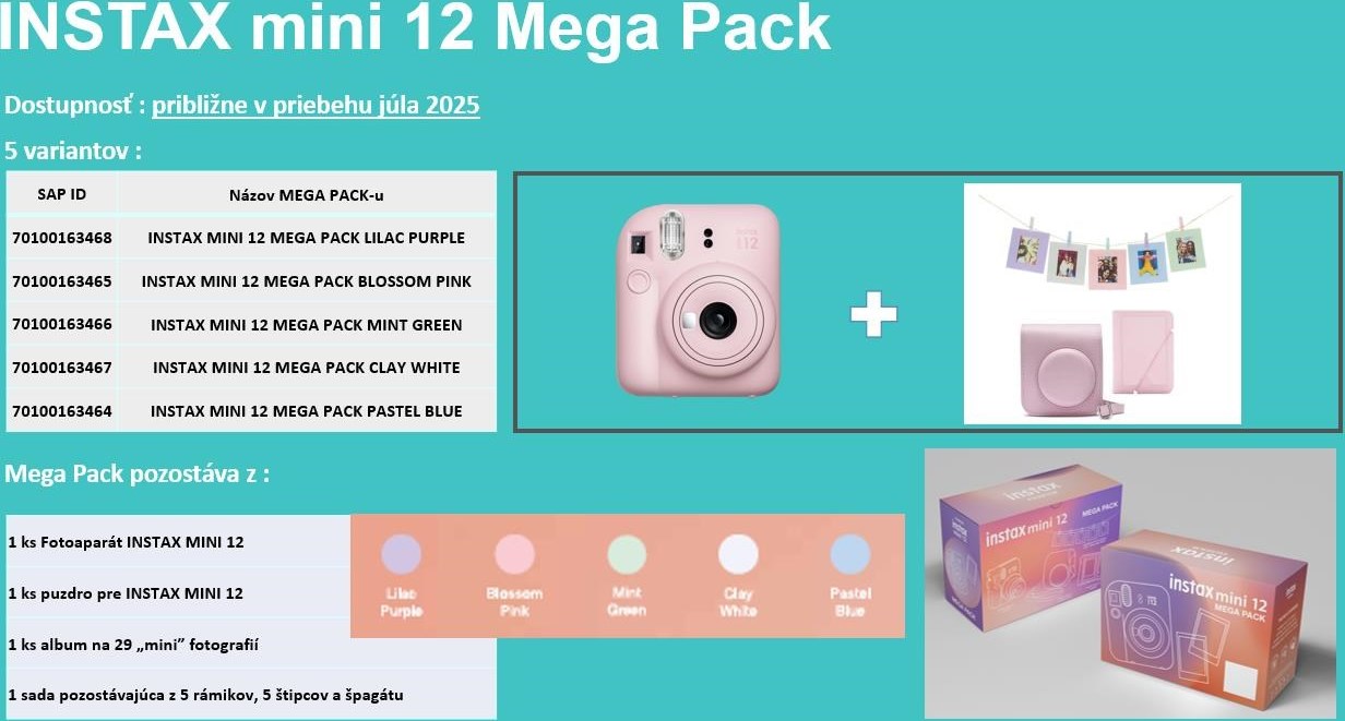Fuji Fujifilm MINI 12 MEGA PACK modrý