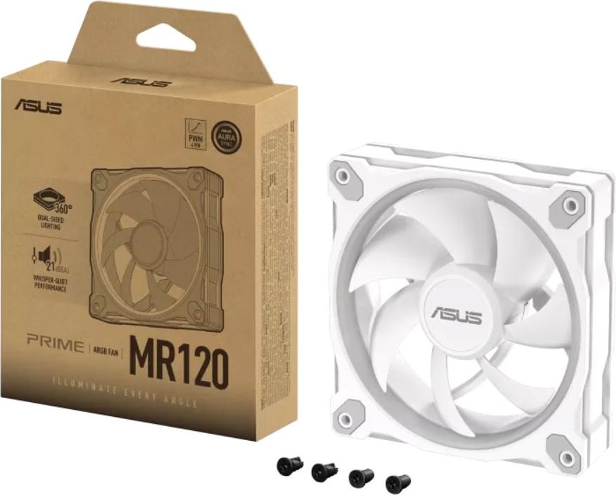 ASUS Ventilátor PRIME MR120 ARGB, 1x120mm, bílá