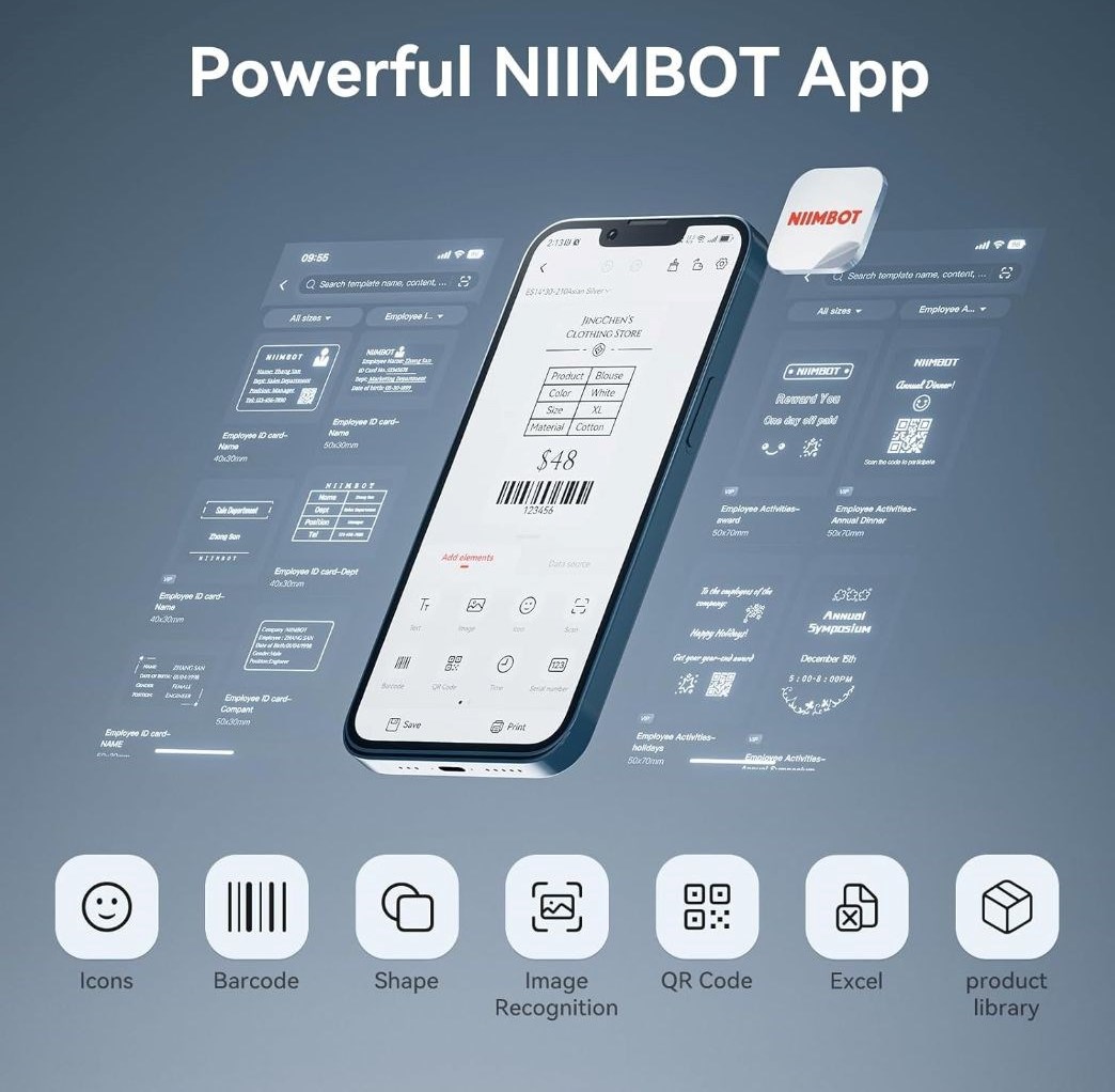 Niimbot Tiskárna štítků K3 Smart, modrá + role štítků 230 ks