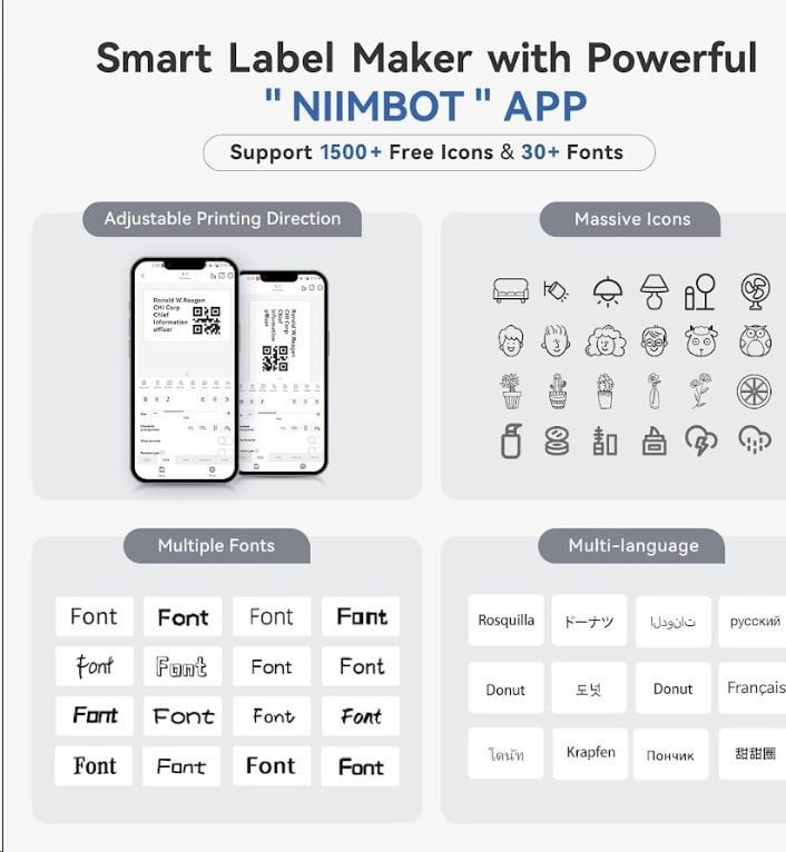 Niimbot Tiskárna štítků B1 Smart, grey + role štítků 210ks