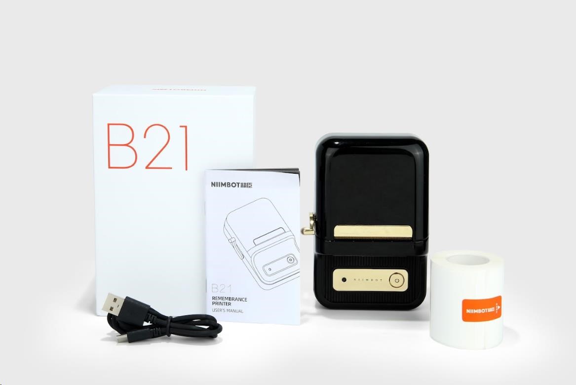 Niimbot Tiskárna štítků B21S Smart, černá + role štítků 210ks