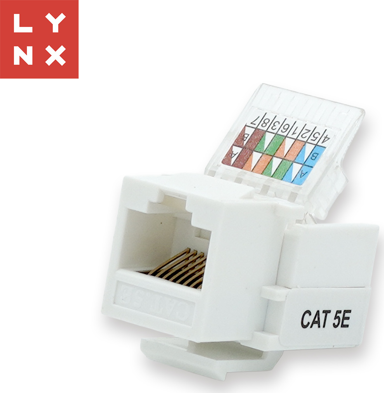 LYNX CS LYNX keystone UTP Cat5e, samozařevácí, 90 stp., bílý