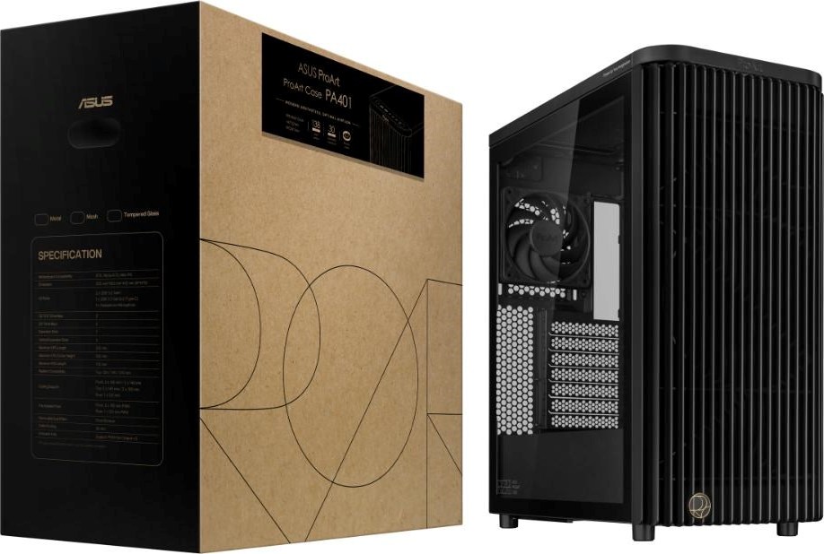 ASUS case PROART PA401 TG PWM, ATX, 2x 160mm Fan, 1x 120mm Fan, Fan Hub, černá