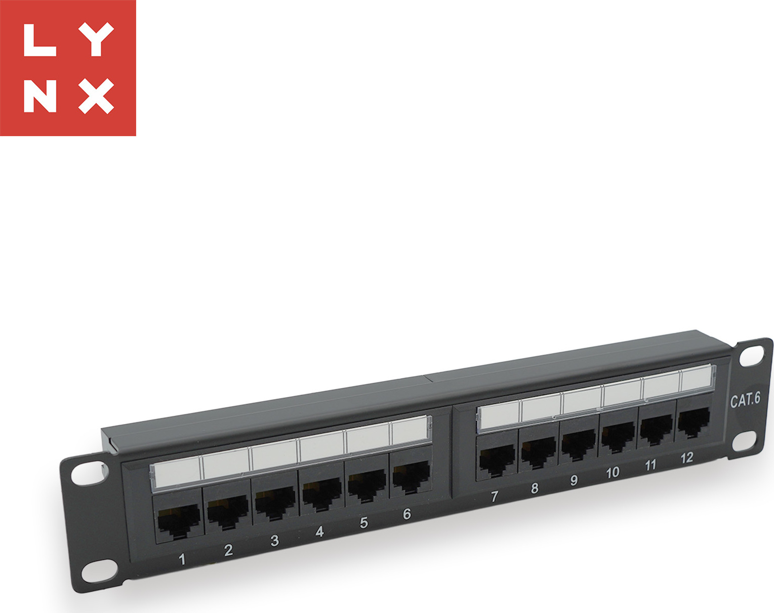 LYNX CS LYNX 10" patch panel 12-port, UTP Cat6, 50µ, nestíněný, černý