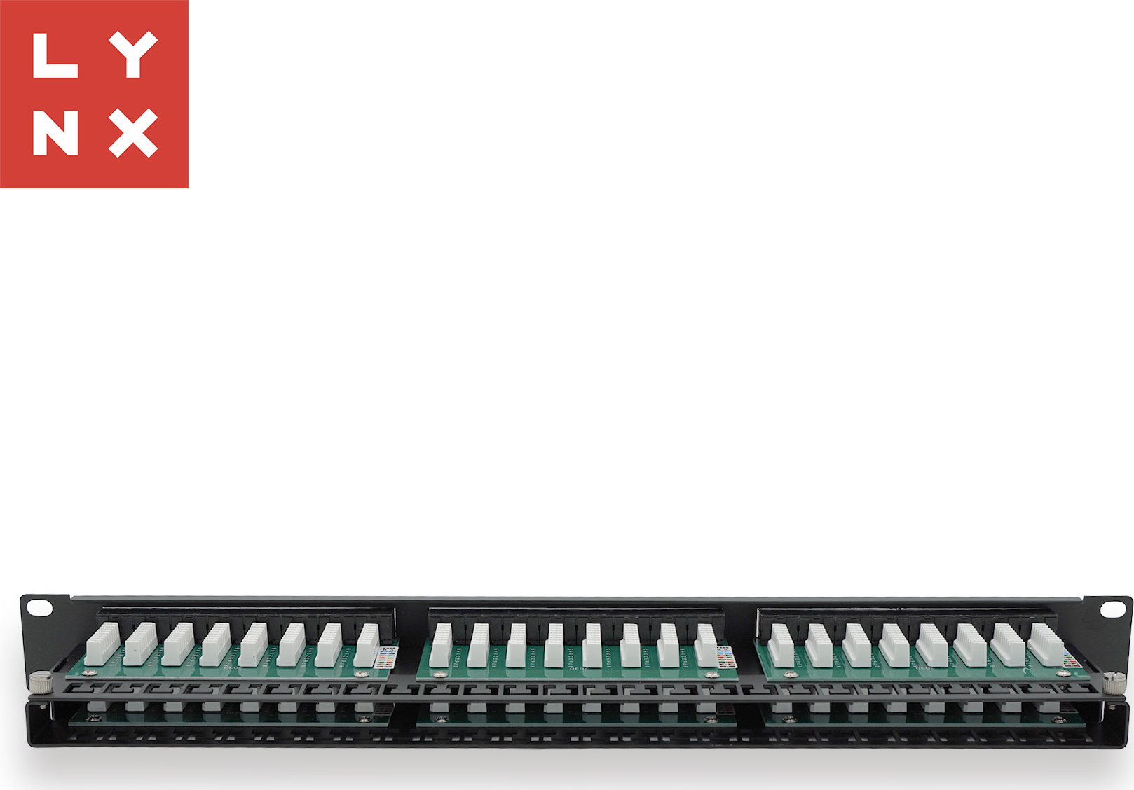 LYNX CS LYNX 19" patch panel 48-port, UTP Cat6, 50µ, nestíněný, černý