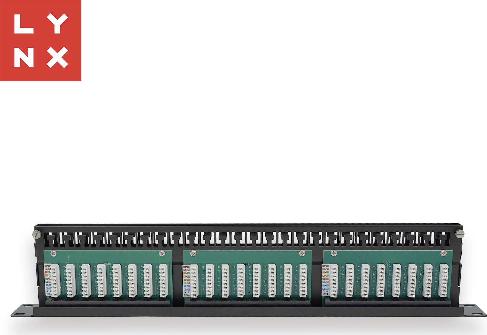 LYNX CS LYNX 19" patch panel 48-port, UTP Cat6, 50µ, nestíněný, černý