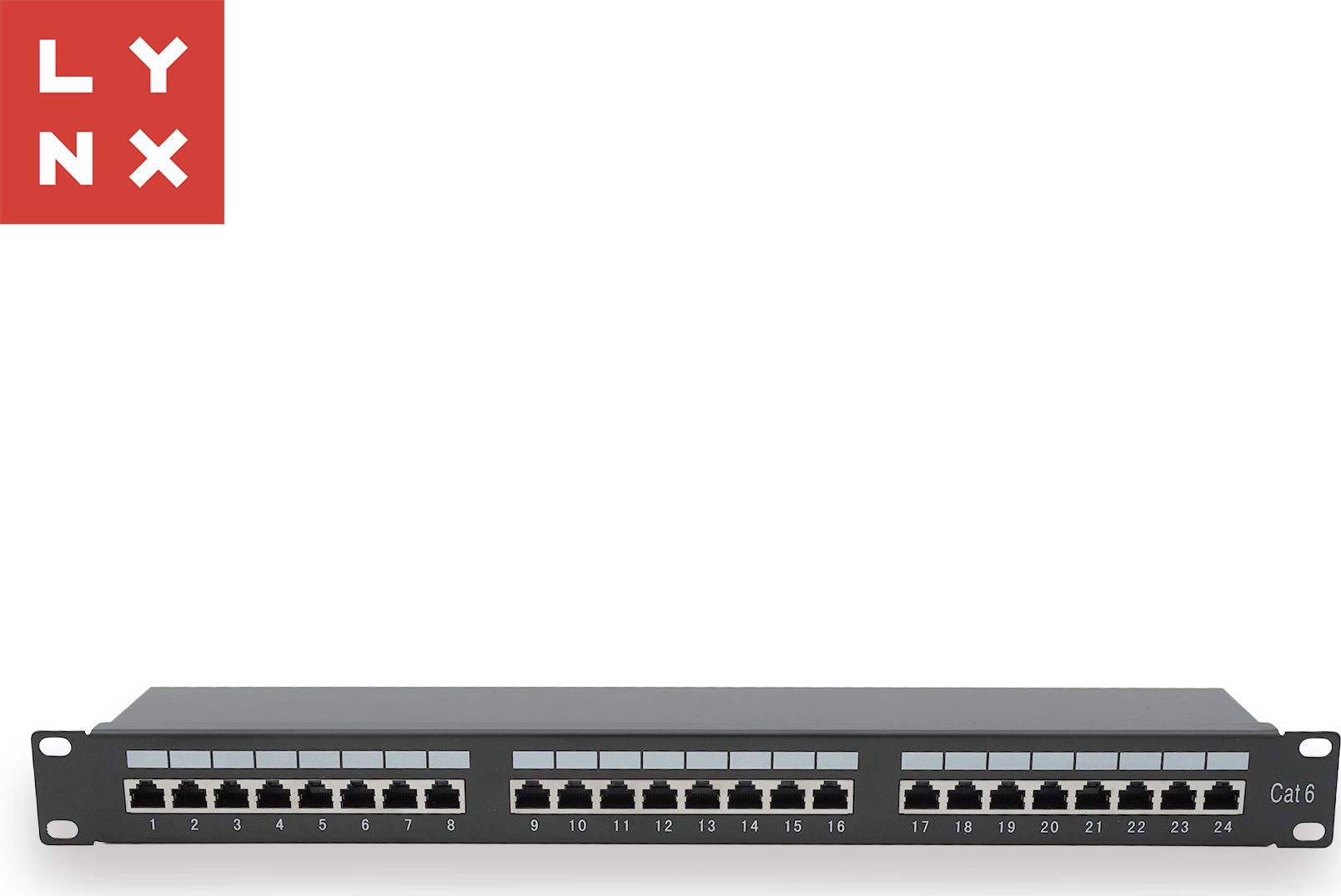 LYNX CS LYNX 19" patch panel 24-port, STP Cat6, 50µ, stíněný, černý