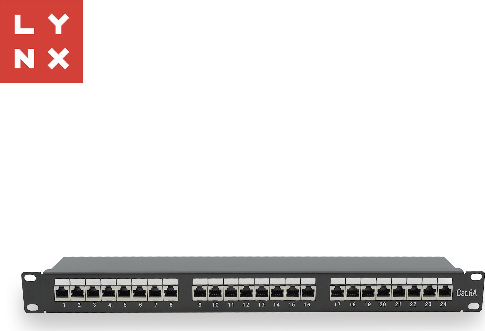 LYNX CS LYNX 19" patch panel 24-port, STP Cat6a, 50µ, stíněný, černý