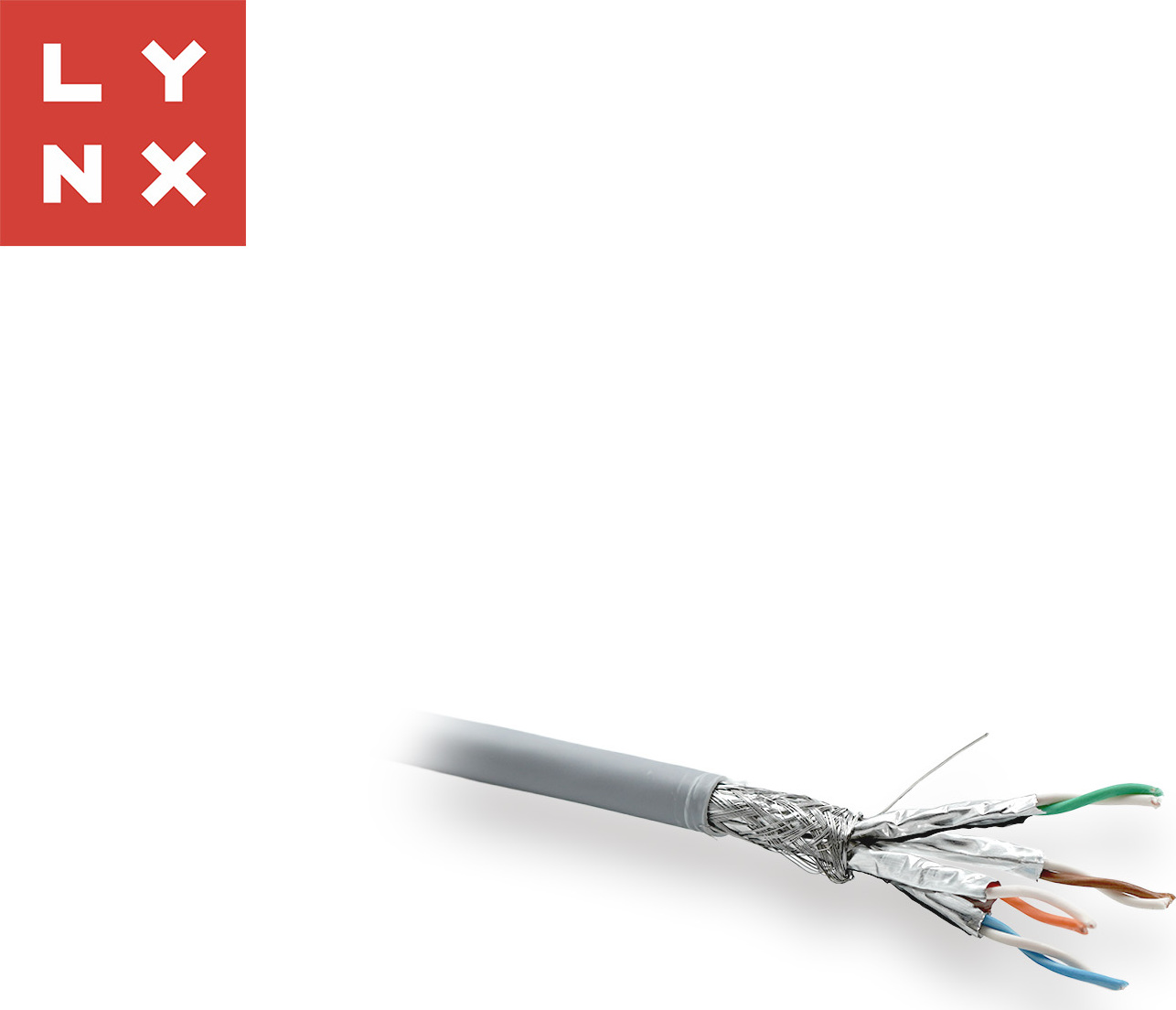 LYNX CS LYNX SFTP kabel, Cat6a, LSZH, celoměděný, vnitřní, šedý, cívka 500m