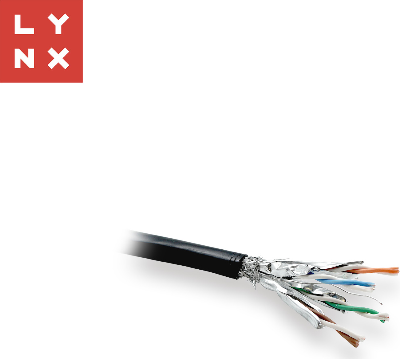 LYNX CS LYNX SFTP kabel, Cat6a, PE, celoměděný, venkovní, černý, cívka 500m