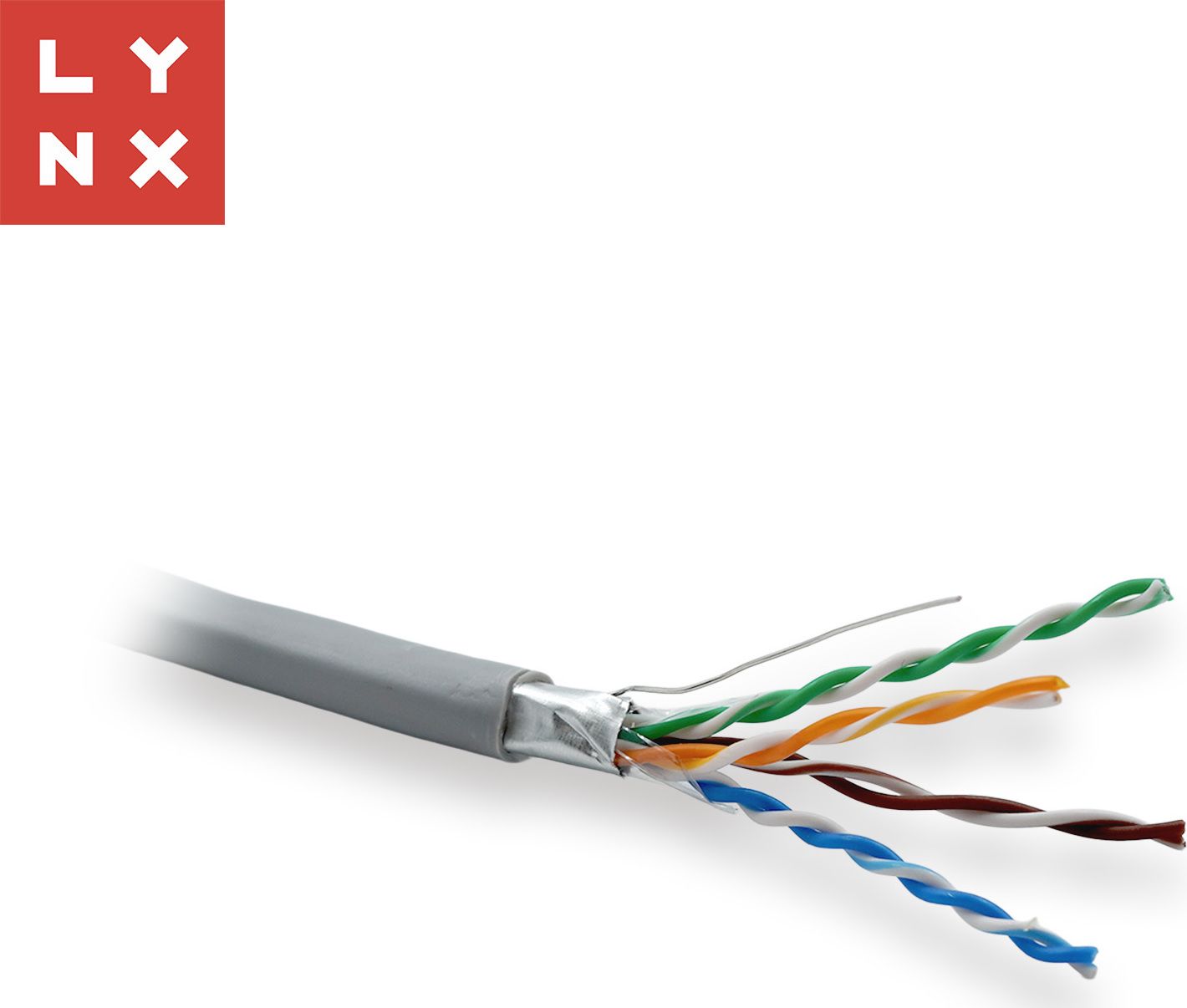 LYNX CS LYNX FTP kabel Cat5e, PVC, 0,5mm, celoměděný, vnitřní, šedý, box 305m