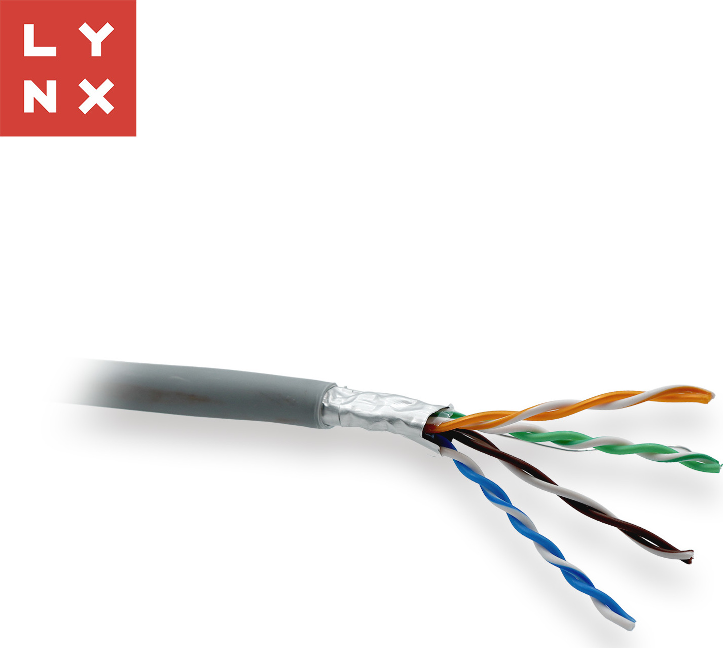 LYNX CS LYNX FTP kabel, Cat5e, LSZH, 0,5mm, celoměděný, vnitřní, šedý, box 305m