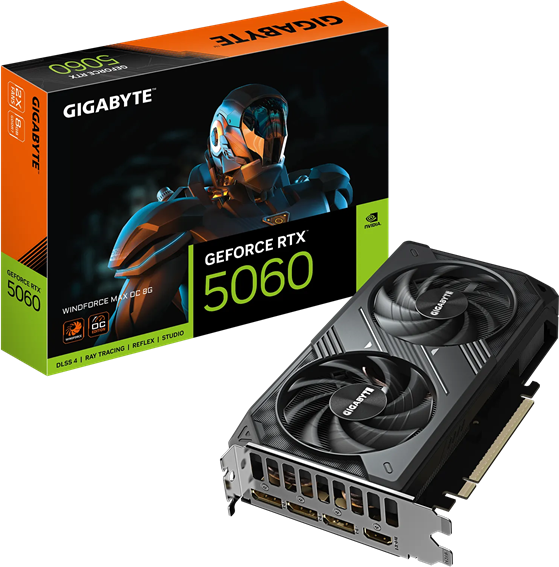 GIGABYTE VGA NVIDIA GeForce RTX 5060 WINDFORCE MAX OC 8G, 8G GDDR7, 3xDP, 1xHDMI