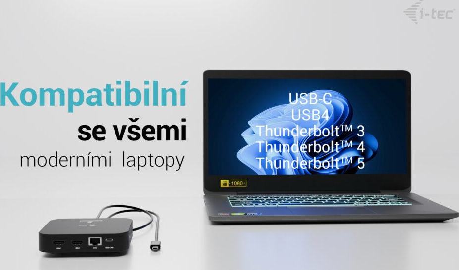 i-tec USB-C Dual HDMI Docking Station, Power Delivery 100W