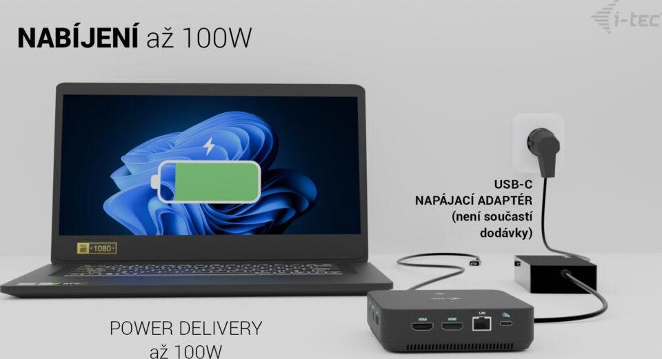 i-tec USB-C DP Dual HDMI Docking Station, Power Delivery 100W
