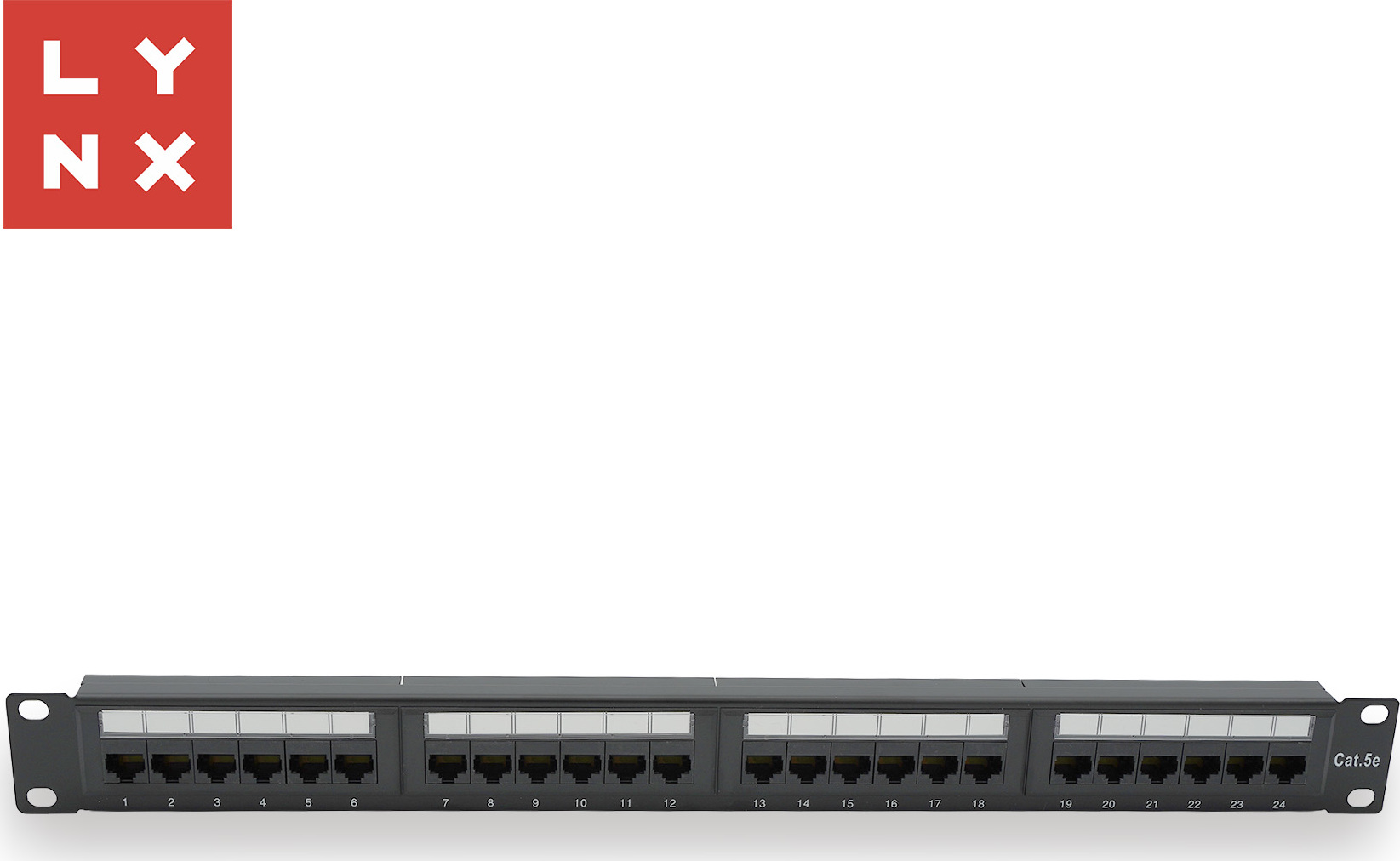 LYNX CS LYNX 19" patch panel 24-port, UTP Cat5e, 50µ, nestíněný, černý