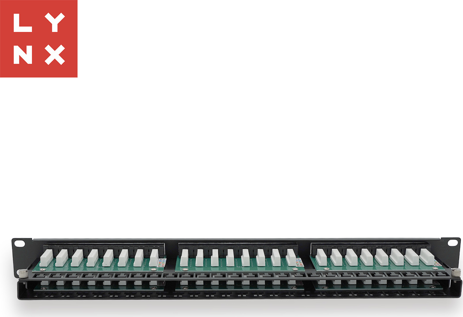 LYNX CS LYNX 19" patch panel  48-port, UTP Cat5e, 50µ, nestíněný, černý
