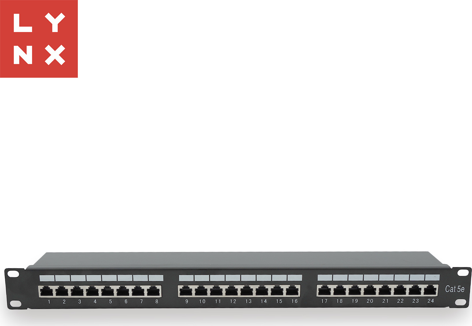 LYNX CS LYNX 19" patch panel 24-port, FTP Cat5e, 50µ, stíněný, černý