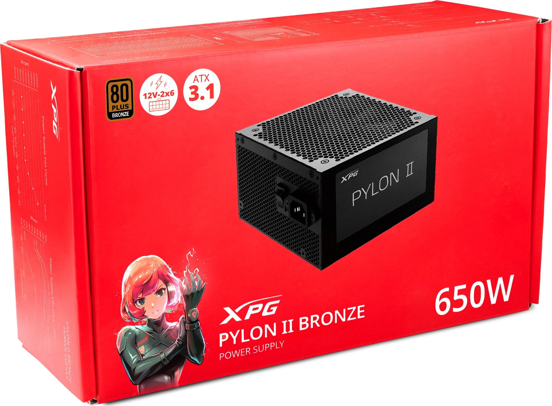 ADATA XPG zdroj PYLON II 650W, 120mm, 80+ Bronze, černá, ATX