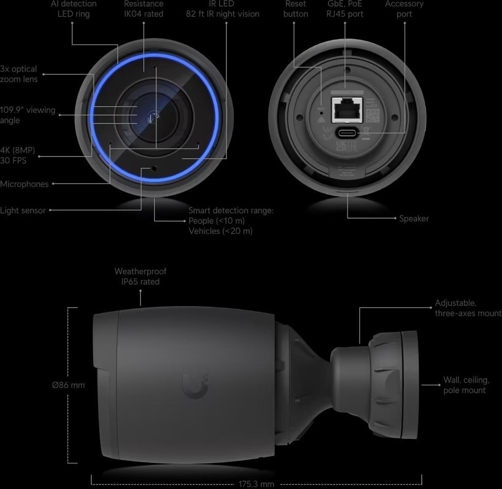 Ubiquiti UBNT UVC-AI-Pro - UVC AI Professional kamera, 8MP - White
