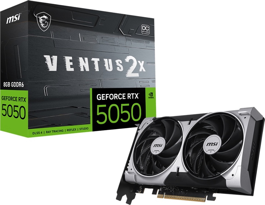 MSI VGA NVIDIA GeForce RTX 5050 8G VENTUS 2X OC, RTX 5050, 8GB GDDR6, 3xDP, 1xHDMI