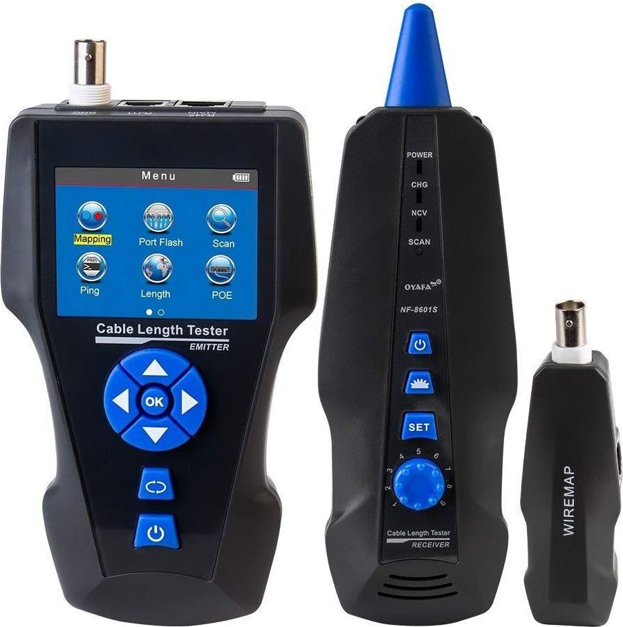 XtendLan LAN Cable Tester TLCD8601S s LCD, koax, Cat3/Cat5E/Cat6/Cat7, UTP/STP, USB, PoE, ping, sonda, protismyčka