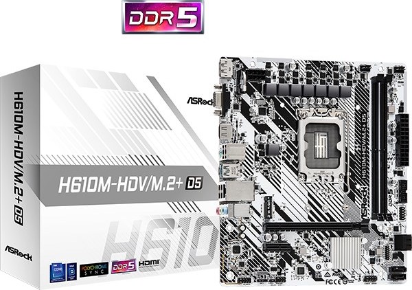 ASRock MB Sc LGA1700 H610M-HDV/M.2+ D5, Intel H610, 2xDDR5, 1xDP, 1xHDMI, 1xVGA, mATX