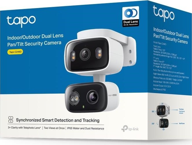 TP-Link Tapo C246D venkovní/outdoor otočná kamera (3MP, 2K 1296p, IR 12m, WiFi, micro SD card)