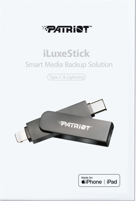 Patriot iLuxe Stick C MFi/256GB/USB 3.2/Lightning + USB-C/Černá