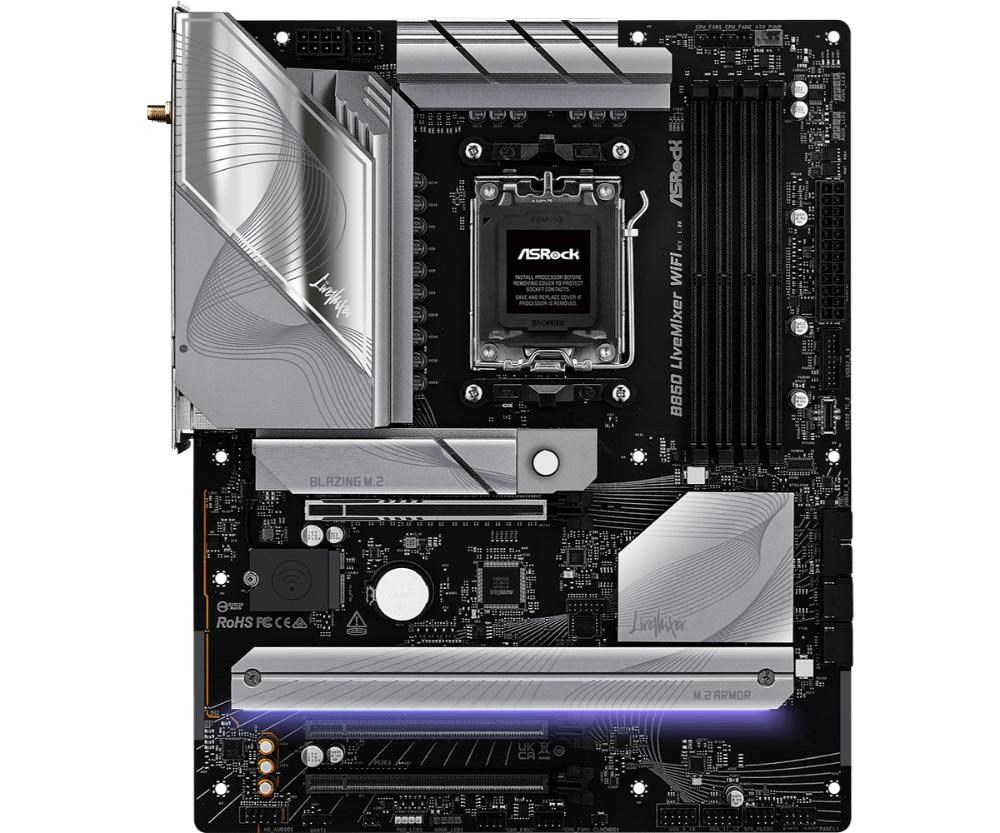 ASRock MB Sc AM5 B850 LiveMixer WiFi, AMD B850, 4xDDR5, 1xDP, 1xHDMI, WiFi, ATX