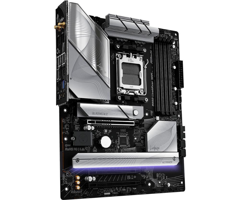 ASRock MB Sc AM5 B850 LiveMixer WiFi, AMD B850, 4xDDR5, 1xDP, 1xHDMI, WiFi, ATX