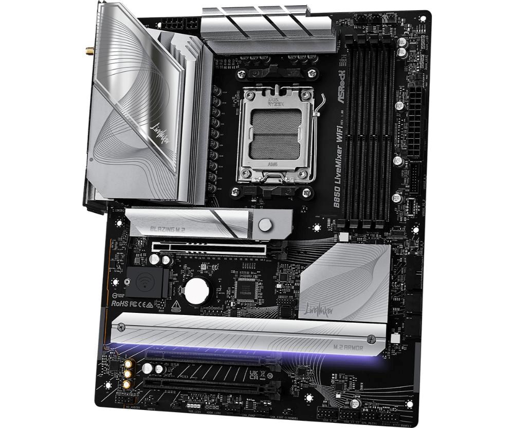 ASRock MB Sc AM5 B850 LiveMixer WiFi, AMD B850, 4xDDR5, 1xDP, 1xHDMI, WiFi, ATX