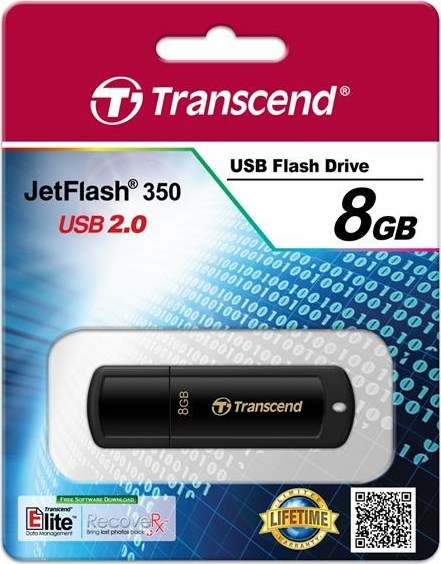 TRANSCEND Flash disk 8GB JetFlash®350, USB 2.0 (R:13/W:4 MB/s) čierna