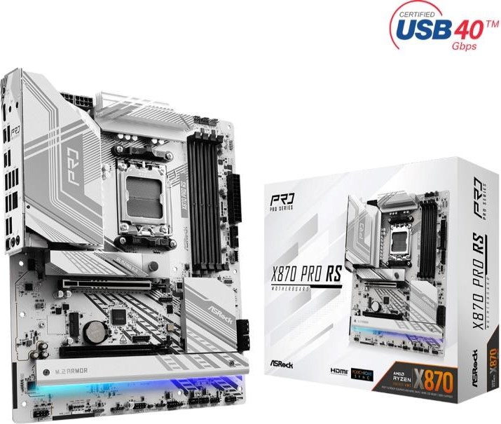 ASRock MB Sc AM5 X870 PRO RS, AMD X870, 4xDDR5, 1xHDMI, 2xUSB4