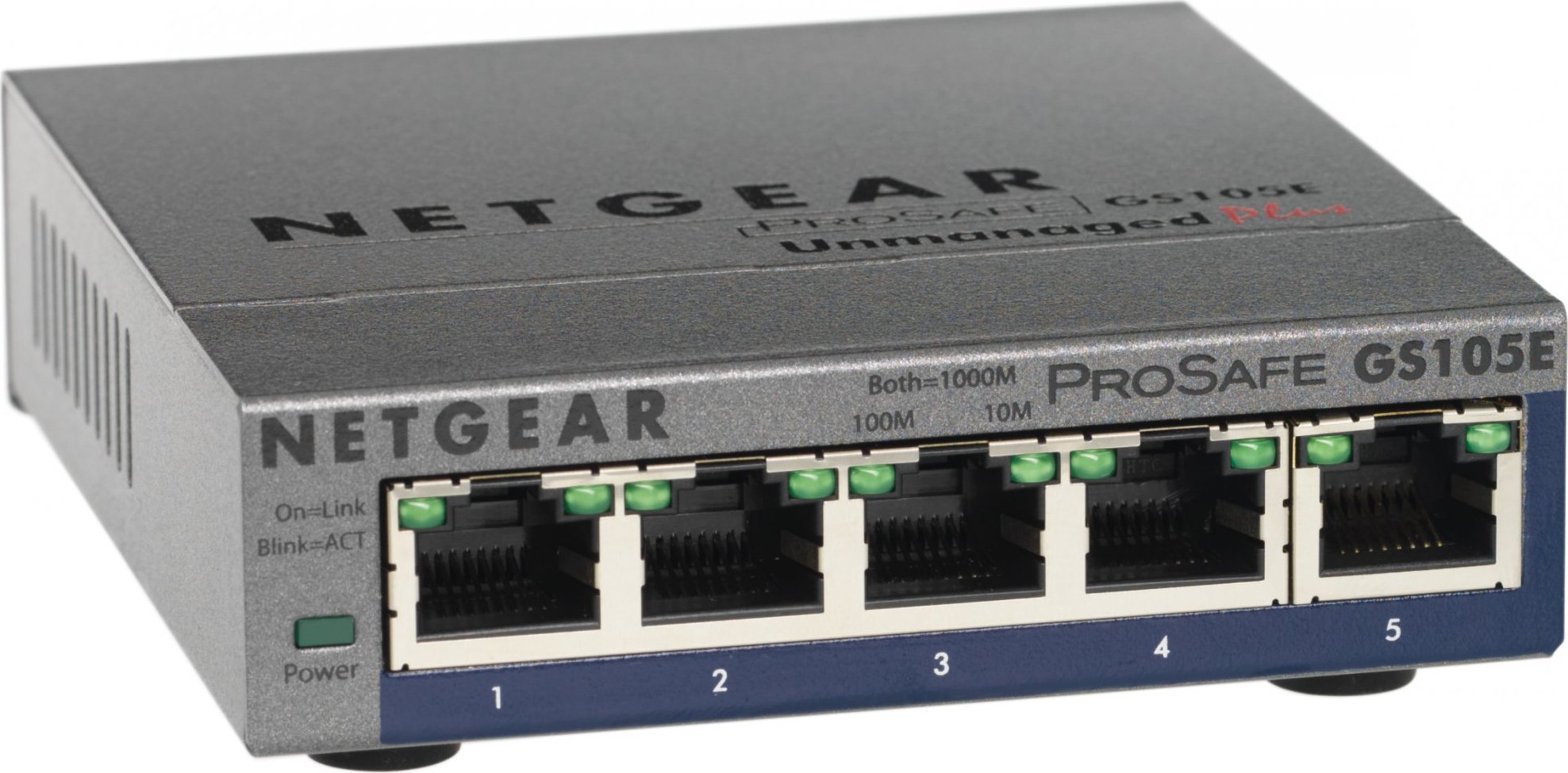 Netgear GS105E ProSafe Plus Switch, 5-portový gigabitový, konfigurovateľný pre PC
