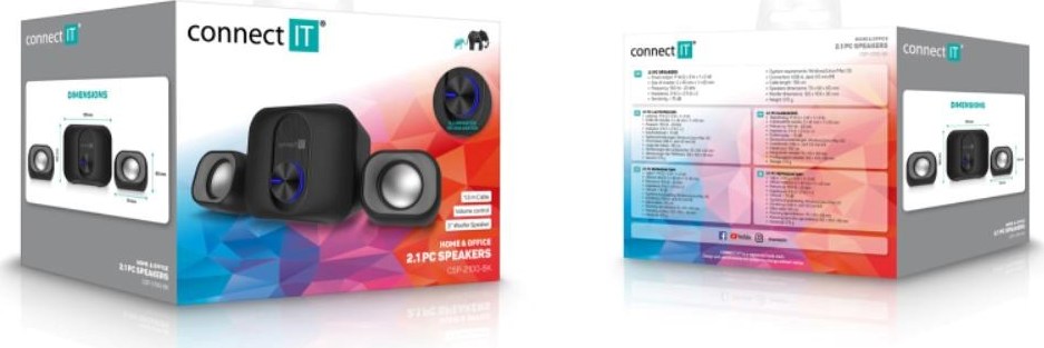 CONNECT IT Reproduktory Rumble PRO PC, 2.1, USB, 3,5mm, černá