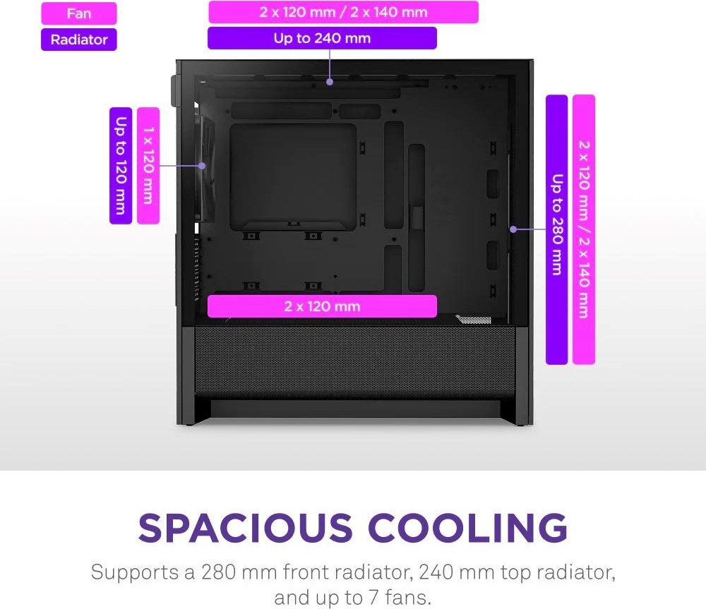 NZXT skříň H3 Flow / microATX / 1x120mm / USB / USB-C / černá