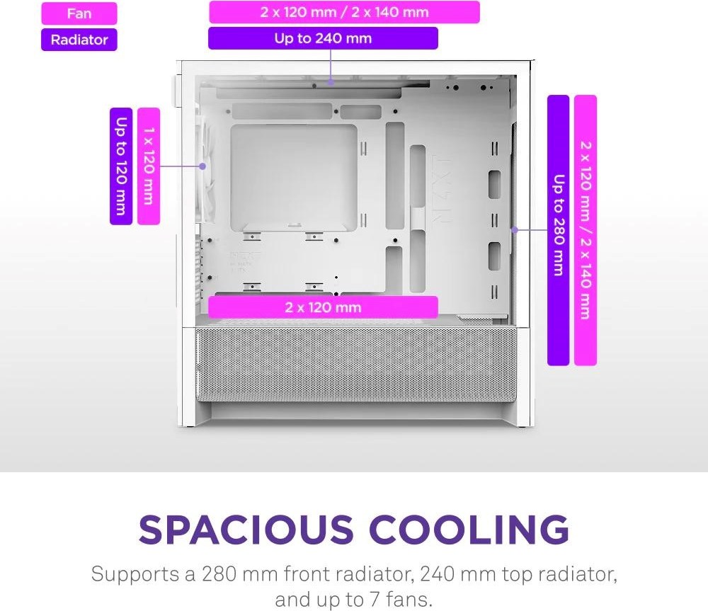 NZXT skříň H3 Flow / microATX / 1x120mm / USB / USB-C / bílá