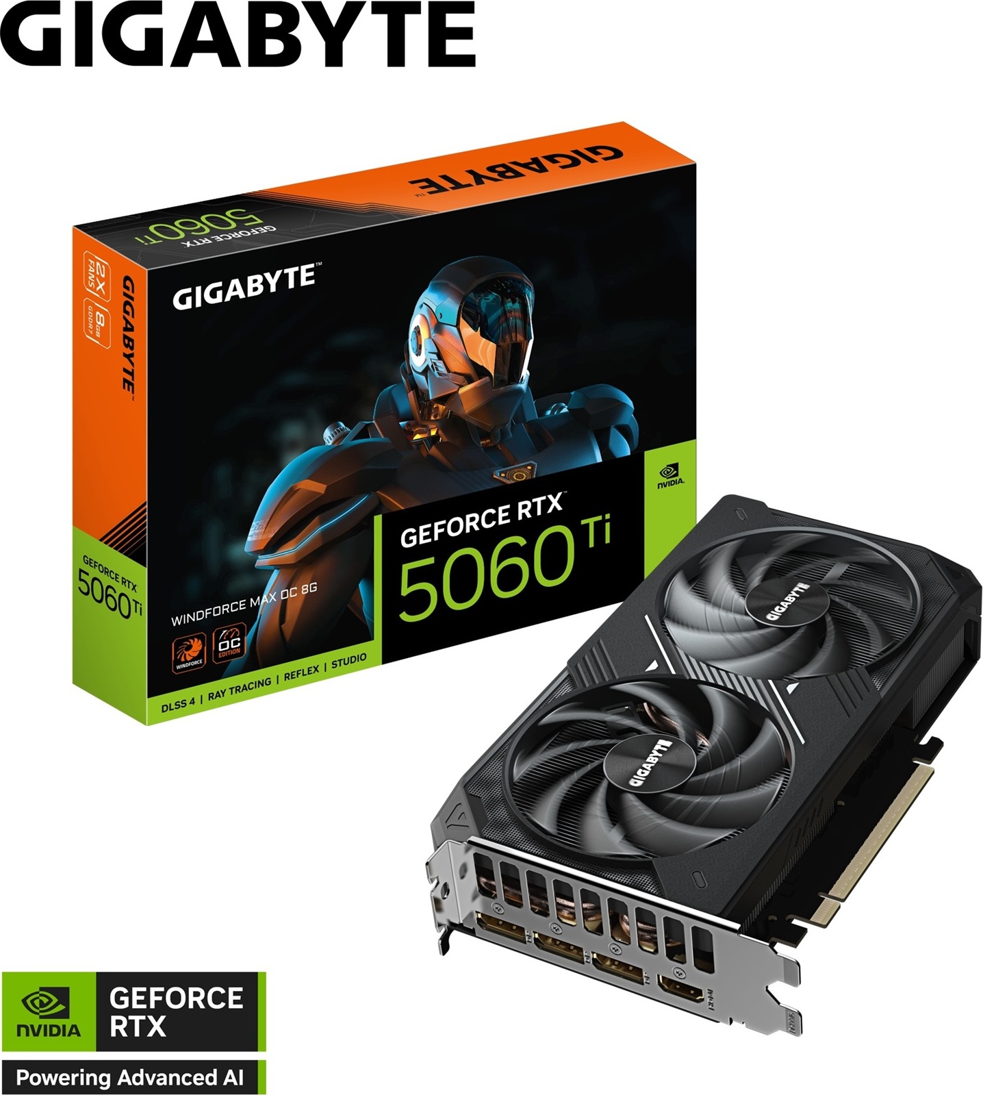 GIGABYTE VGA NVIDIA GeForce RTX 5060 Ti WINDFORCE MAX OC 8G, 8G GDDR7, 3xDP, 1xHDMI